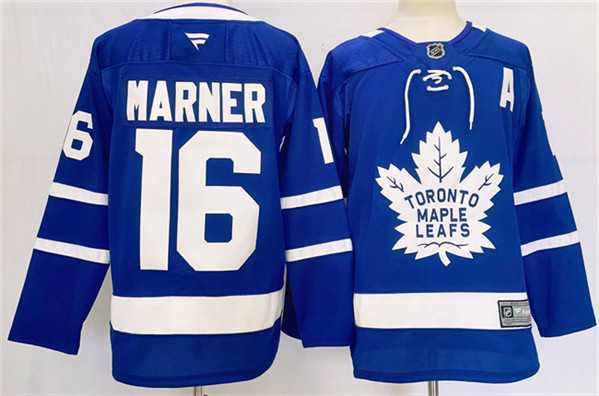 Mens Toronto Maple Leafs #16 Mitchell Marner Blue 2024-25 Stitched Jersey